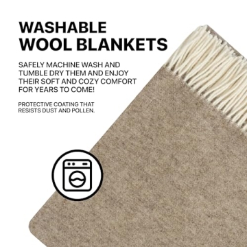 Luxurious Wool Throw Blanket | 100% New Zealand Wool | 55x79 inches