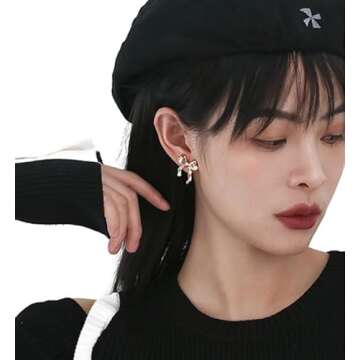 14K Gold Bow Knot Lightweight Small Hoop Earrings for Women (gold-1)