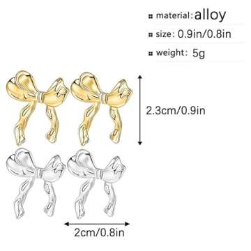 14K Gold Bow Knot Lightweight Small Hoop Earrings for Women (gold-1)