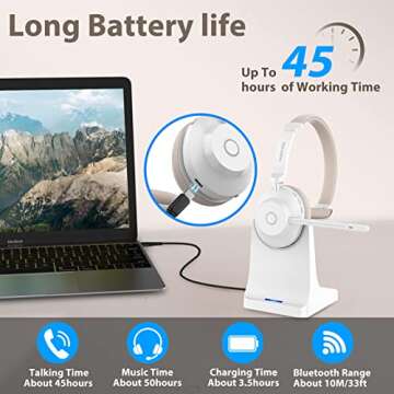 Bluetooth Headset with Noise Cancellation & Charging Base