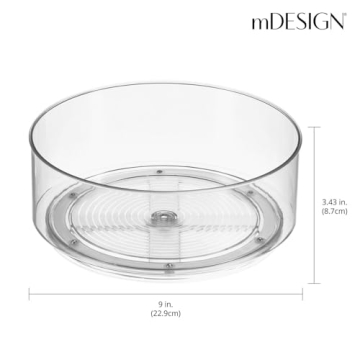 mDesign Plastic Lazy Susan Turntable – 360° Organizer