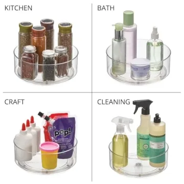 mDesign Plastic Lazy Susan Turntable – 360° Organizer
