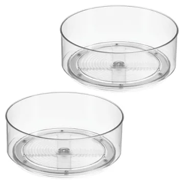 mDesign Plastic Lazy Susan Turntable – 360° Organizer