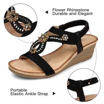 Stylish SHIBEVER Black Wedge Sandals for Women
