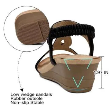 Stylish SHIBEVER Black Wedge Sandals for Women