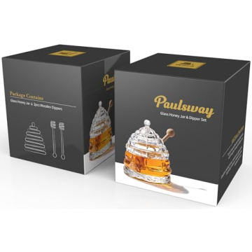 Elegant Glass Honey Jar with 2 Dippers – 9 OZ Capacity