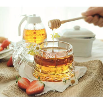 Elegant Glass Honey Jar with 2 Dippers – 9 OZ Capacity