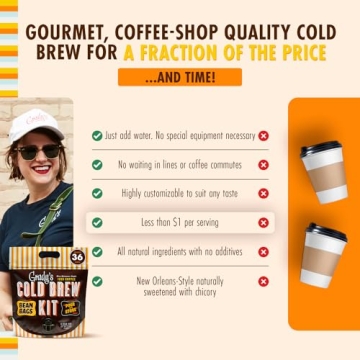 GRADY’S COLD BREW Coffee Pouches | New Orleans Style | 100% Arabica Ground Coffee & Chicory | All-in-One Cold Brew Kit with 12 Easy-to-Brew Beans Bags | Makes 36 drinks
