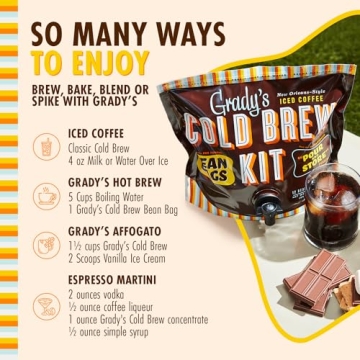 GRADY’S COLD BREW Coffee Pouches | New Orleans Style | 100% Arabica Ground Coffee & Chicory | All-in-One Cold Brew Kit with 12 Easy-to-Brew Beans Bags | Makes 36 drinks