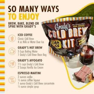 GRADY’S COLD BREW Coffee Pouches | New Orleans Style | 100% Arabica Ground Coffee & Chicory | All-in-One Cold Brew Kit with 12 Easy-to-Brew Beans Bags | Makes 36 drinks