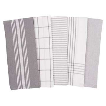 KAF Home Soho Kitchen Dish Towel Set of 10 | 18 x 28 Inch Tea Towels | Soft and Absorbent Mixed Set of Flat Towels (Gray)