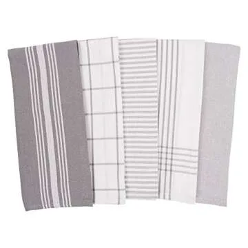 KAF Home Soho Kitchen Dish Towel Set of 10 | 18 x 28 Inch Tea Towels | Soft and Absorbent Mixed Set of Flat Towels (Gray)