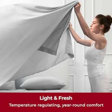 Mellanni Queen Sheets Set - 4 PC Iconic Collection Bedding - Hotel Luxury, Extra Soft, Cooling Bed Sheets - Wrinkle, Fade, Stain Resistant (Queen, Light Gray)