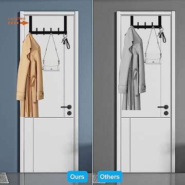 Peasulin Over The Door Hooks, Sturdy Door Hanger, Large Over The Door Towel Rack with 12 Hooks, Heavy Duty Easy to Install, for Bathroom, Bedroom，Kitchen，Hanging Towels, Coats