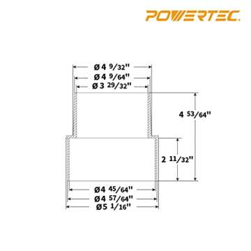 POWERTEC 70170 5" to 4" Dust Collection Reducer for Woodworking