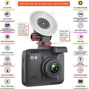 4K Dashboard Camera with Wide-Angle Vision