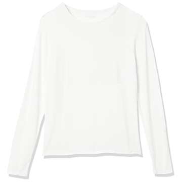 The Drop Women's White Hannah Long-Sleeve Crew Neck Fitted T-Shirt, L