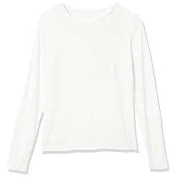 The Drop Women's White Hannah Long-Sleeve Crew Neck Fitted T-Shirt, L