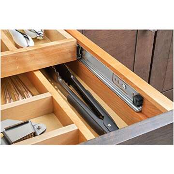 Rev-A-Shelf 12 Inch Wide 2 Tiered Kitchen Utensil & Cutlery Pullout Drawer Tray Organizer, 15" W Original Close