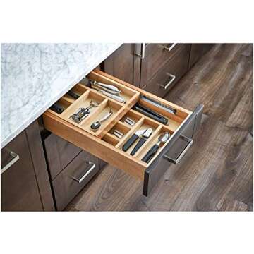 Rev-A-Shelf 12 Inch Wide 2 Tiered Kitchen Utensil & Cutlery Pullout Drawer Tray Organizer, 15" W Original Close
