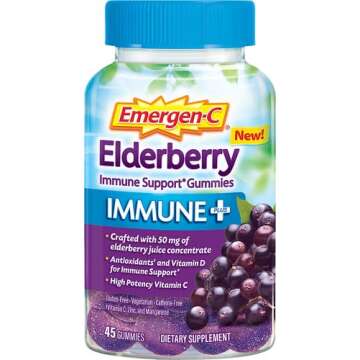 Emergen-C Immune+ Elderberry Gummies, 750 mg Vitamin C with Vitamin D, Zinc and Electrolytes, Immune...