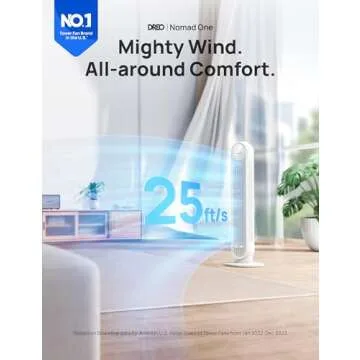 Dreo Tower Fan: 25ft/s Powerful Quiet Floor Fan with Remote Control and 90° Oscillation