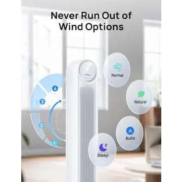 Dreo Tower Fan - 25ft/s Quiet Floor Fan for Comfort