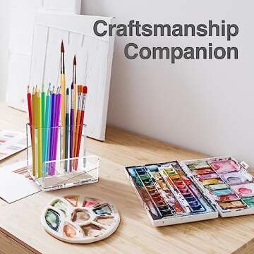 CLASSIC ACRYLIC Pen Organizer for Desk-A Modern Desk Accessory w/a Removable Divider is Great as a Pen & Makeup Brush Holder-This Chic Acrylic Storage Stand Makes a Great Gift for Home/Work Space