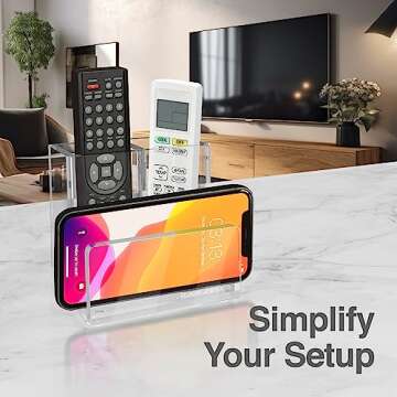 CLASSIC ACRYLIC Pen Organizer for Desk-A Modern Desk Accessory w/a Removable Divider is Great as a Pen & Makeup Brush Holder-This Chic Acrylic Storage Stand Makes a Great Gift for Home/Work Space