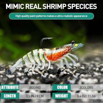 TRUSCEND Lifelike TPE Shrimp Fishing Jigs for All Anglers