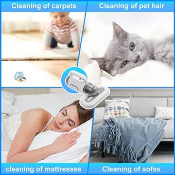 Portable Mattress Vacuum Cleaner 400W Professional Bed Vacuum Cleaner Corded High Frequency Double Beat 15Kpa Powerful Suction Handheld Vacuum for Bed Mattress Pillow Sheet Sofa Vacuum Cleaning