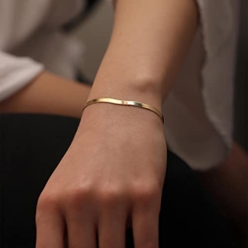 Pancert Dainty Gold Herringbone Bracelet for Women