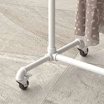 HOMEKAYT Industrial Pipe Clothing Rack on Wheels Heavy Duty Garment Racks Rustic Rolling Rack for Home, Clothes Display Rack Retail Display-White