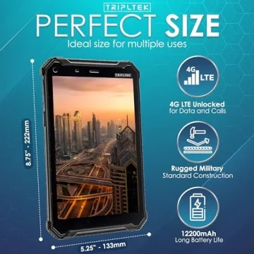 TRIPLTEK 8" PRO Tablet - Rugged 1200 nits, 4G LTE, Water Resistant
