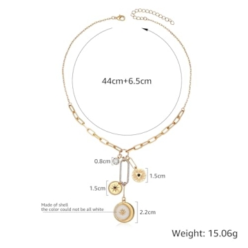 Gold Sun Moon Pearl Charm Necklace – Elegant Celestial Jewelry