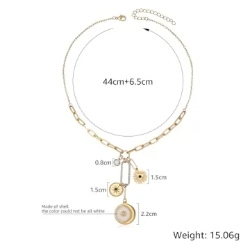 Gold Sun Moon Pearl Charm Necklace – Elegant Celestial Jewelry