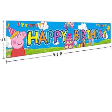 Little Pig Happy Birthday Banner | Pink Pig Birthday Supplies for Kids | Pig Birthday Party Decorations - 9.8 x 1.6FT