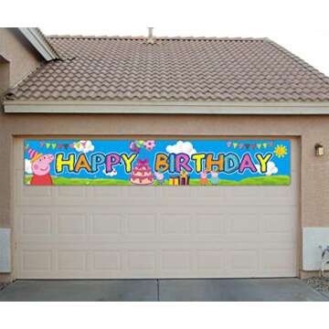 Little Pig Happy Birthday Banner | Pink Pig Birthday Supplies for Kids | Pig Birthday Party Decorations - 9.8 x 1.6FT