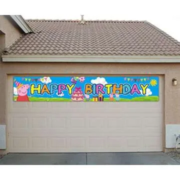 Little Pig Happy Birthday Banner | Pink Pig Birthday Supplies for Kids | Pig Birthday Party Decorations - 9.8 x 1.6FT