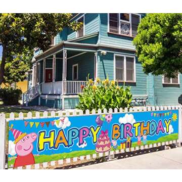Little Pig Happy Birthday Banner | Pink Pig Birthday Supplies for Kids | Pig Birthday Party Decorations - 9.8 x 1.6FT