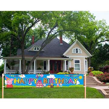 Little Pig Happy Birthday Banner | Pink Pig Birthday Supplies for Kids | Pig Birthday Party Decorations - 9.8 x 1.6FT