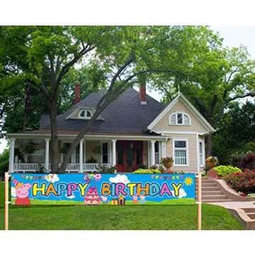 Little Pig Happy Birthday Banner | Pink Pig Birthday Supplies for Kids | Pig Birthday Party Decorations - 9.8 x 1.6FT