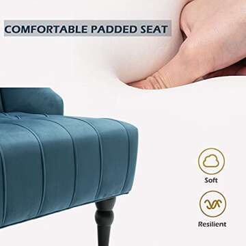 Altrobene Velvet Accent Chair, High Wingback Chair, Modern Living Room Bedroom Chair, Navy Blue