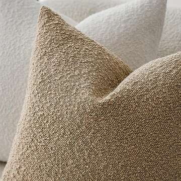 Foindtower Textured Boucle Throw Pillow Covers Accent Solid Lumbar Pillow Cases Cozy Soft Decorative Couch Cushion Case for Chair Sofa Bedroom Living Room Home Decor, 12 x 20 Inch,Taupe Khaki Camel
