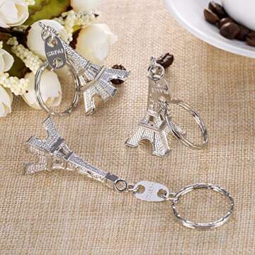 Outus 15 Pieces Eiffel Tower Keyring Retro Adornment French Souvenirs Keychains, Silver