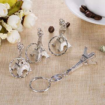 Outus 15 Pieces Eiffel Tower Keyring Retro Adornment French Souvenirs Keychains, Silver
