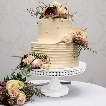 Wood Cake Stand, Cupcake Stand with Pedestal Stand, White Cake Stands for Dessert Table/Party/Wedding/Baby Shower/Afternoon Tea, Round Decorative Cake Holder Plate for Farmhouse Décor