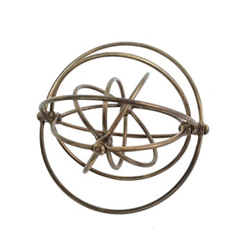 BSTGIFTS Gold Metal Decorative Sphere - Collapsible Orb for Modern Home Decor