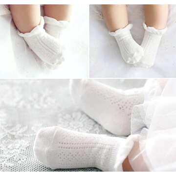 EPEIUS Toddler Girl Non Slip Ruffle Socks | Soft & Stylish