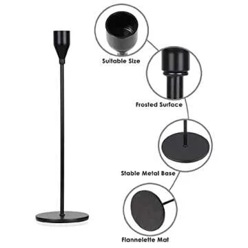 FRTIM Black Candlestick Holders Set of 3, Black Taper Candle Holders, Farmhouse Dining Mantle Fireplace Modern Table Centerpieces Decorative Fits 3/4 Inch Candles & Led